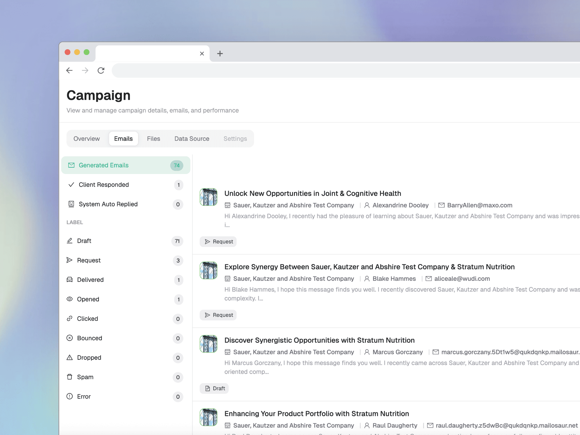 Every email is personalized to their business